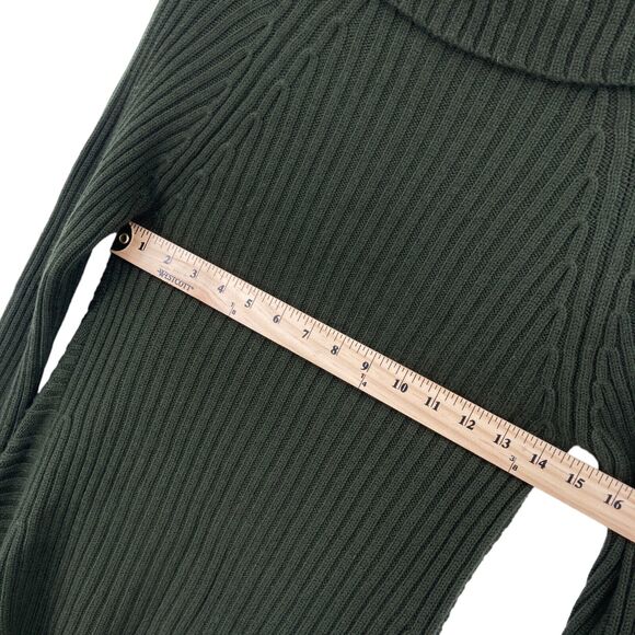 Per Se Cardigan Sweater Womens Small Dark Green Knit 100% Merino Wool Open Front - Picture 11 of 14